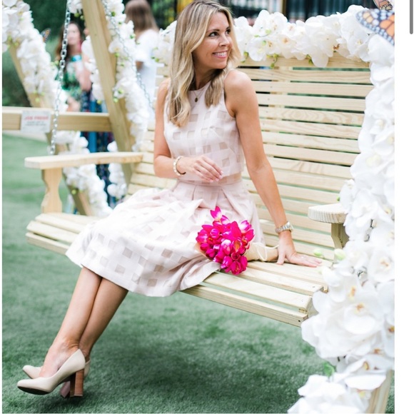 Eliza J Check Satin Two-Piece Dress Set NWT Blush  Size 10 - Picture 7 of 12